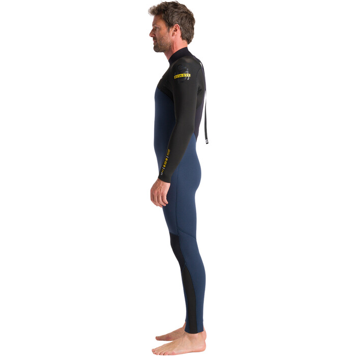 2024 C-Skins Mens NuWave Legend 4/3mm Back Zip Wetsuit C-NLE43MBZ - Bluestone / Black / Saffron